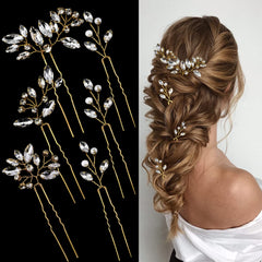 6 Pieces Bride Hair Pins Rhinestones Hair Accessories for Women Crystal Wedding Hair Piece for Bride Women Girls Bridesmaids(Silver)