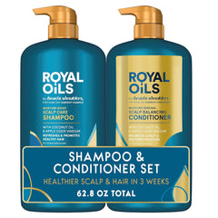 Head & Shoulders Royal Oils Shampoo and Conditioner Set, Includes Anti-Dandruff Scalp Care Shampoo (12.8 Fl Oz.) & Moisture Renewal Scalp Balancing Conditioner, Hair Treatment for Curly & Coily Hair