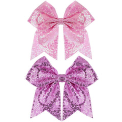 Large Glitter Cheer Bows Clips, Jumbo Big 7 Inch Cheerleading Sequin Hair Bow Hair Accessories for Teens Girls Football Sports Cheerleader Outfit Uniform (Dark Purple)