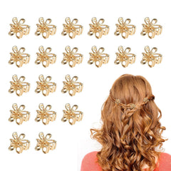 12 PCS Small Flower Hair Clips for Women Gold Cute Mini Tiny Little Sparkling Metal Flower Sweet Artificial Bangs Nonslip Hair Claw Clips Decorative Cute Hair Accessories for Women Girls Gift