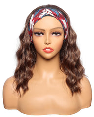 Silver Grey Wavy Headband Wig For Black Women Curly Half Wigs With Headband Attached Synthetic Wrap Wigs For Women(Gray)…