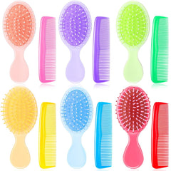 12 Pack Wet Small Hair Brush Combs Set, 6 Detangler Mini Brush Detangling Travel Hair Brush 6 Plastic Fine Wide Combs for Women Men Kids Toddler Girls Baby(Stylish Colors)