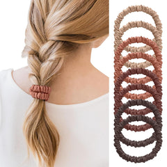 4Pcs Mulberry Silk Scrunchies Set, Silk Hair Ties Elastic for Women, Skinny Scrunchies Reduces Breakage for All Hair Types Srevela