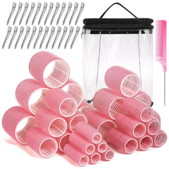 56 Pcs Hair Rollers Set for Blowout Look Long Hair, 30Pcs Rollers Hair Curlers in 5 Sizes with 24 Pcs Clips and Storage Bag for Long Medium Short Hair Volume