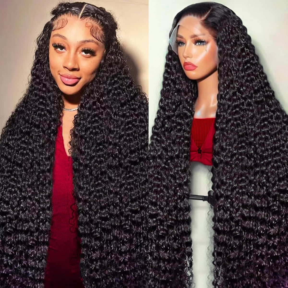 15A Raw Deep Wave Lace Front Wigs Human Hair 13x6 hd Swiss Lace Frontal Deep Curly Human Hair Wig,Free Part Natural HairLine,Triple Lifespan, No Tangle Shedding,Can Be Dyed and Restyled (24 inch)