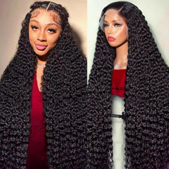 15A Raw Deep Wave Lace Front Wigs Human Hair 13x6 hd Swiss Lace Frontal Deep Curly Human Hair Wig,Free Part Natural HairLine,Triple Lifespan, No Tangle Shedding,Can Be Dyed and Restyled (24 inch)