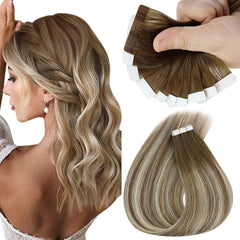 Sunny Hair Tape in Hair Extensions Real Human Hair Invisible Remy Hair Extensions Tape ins for Women Jet Black 22 inch 20Pcs 50G