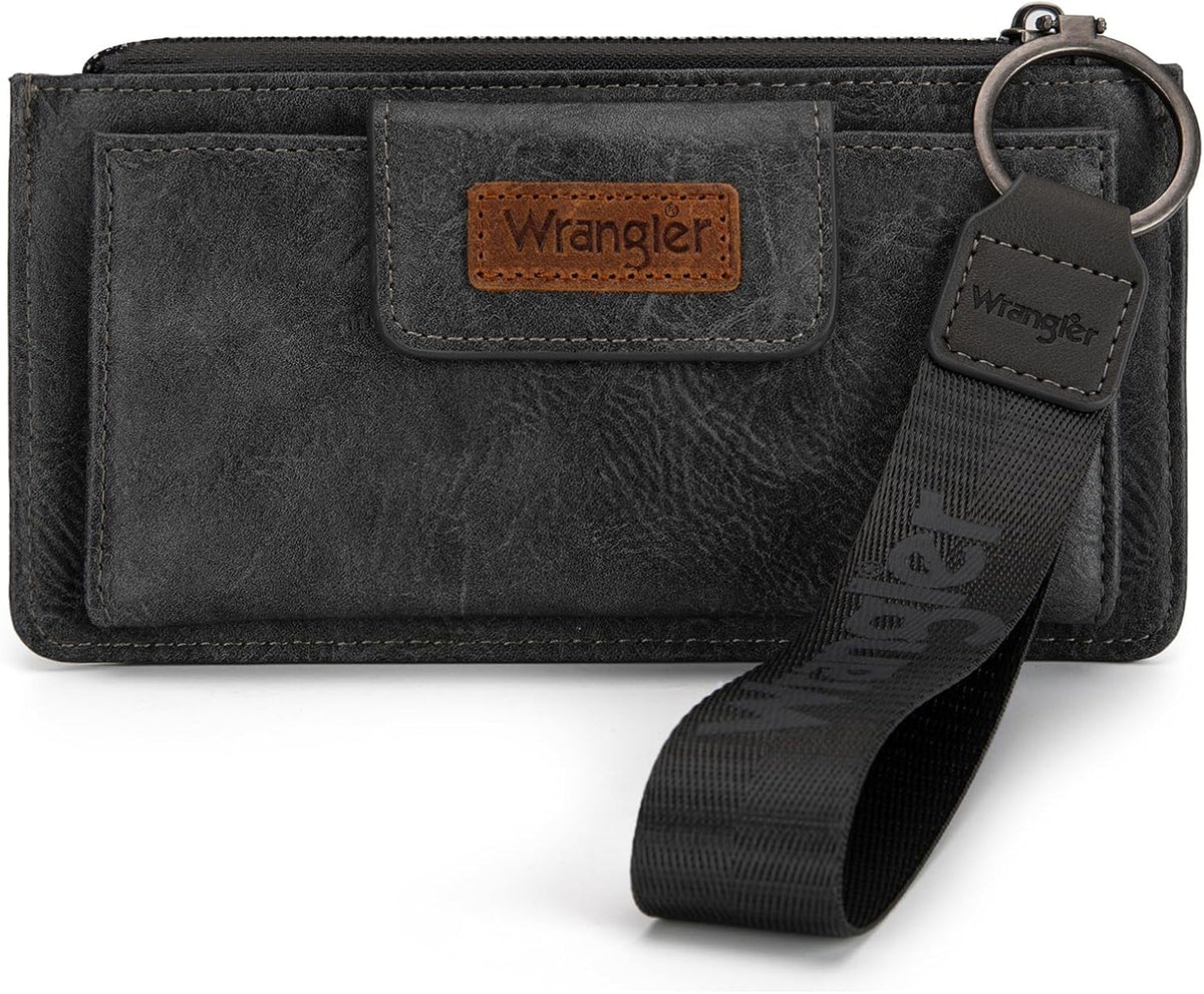 X Wrangler Cow Print Wallet for Women Ladies Female Card Cases & Money Organizers Wristlet with Wallet Large Clutch with Coin Purse Smooth Zipper and Rfid Lining