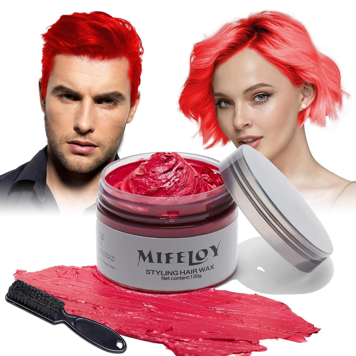 Temporary Purple Hair Spray Color Wax with Dye Brush, Instant Natural Violet Hairstyle Cream 4.23 oz, Disposable Coloring Mud for Men Women, Washable Styling Pomades, Party Cosplay DIY Halloween