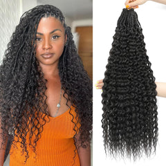 24Inch 7Packs Deep Wave Curly Crochet Hair Brown Ocean Wave Hair Pre Looped Goddess Box Braids Crochet Hair Water Wave Synthetic Hair for Black Women（#4，7Packs）