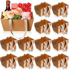 Glenmal 72 Pcs Baskets for Gifts Waterproof Empty Kraft Basket Bulk with Handles 9.8 x 6.5 x 4.3'' Gift Basket Empty to Fill for Wedding Party Christmas Valentines(Orange)