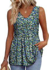 OFEEFAN Womens Tank Tops 2025 Flowy Peplum Tops for Women Dressy Sleeveless V Neck Babydoll Tank Tops
