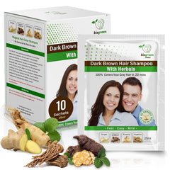 Ammonia-Free & Paraben Free Herbal Hair Shampoo - Hair Dye Shampoo for Women & Men - Natural Color & Herbal Nourishment - No Stain on Skin - Dark Brown (400 ml)