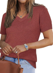 Arach&Cloz Women's Wool Blend Summer Fall Tops Lightweight Business Casual Blouses