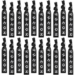 Hanaive 20 Pcs Soccer Hair Ties Elastic Ponytail Holders Football No Crease Ribbon Party Accessories for Girls Women Team Members(Black and White)