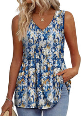 OFEEFAN Womens Tank Tops 2025 Flowy Peplum Tops for Women Dressy Sleeveless V Neck Babydoll Tank Tops