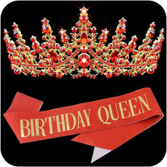 COCIDE "BIRTHDAY QUEEN Birthday Sash for Women Birthday Tiaras for Girls Decorations Set Rhinestone Headband Hair Accessories Glitter Crown for Party Supplies