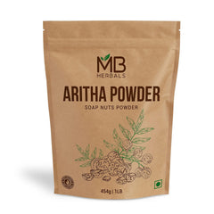 MB Herbals Aritha Powder 8 oz | 227G | 100% Pure & Organically Grown (Wild-crafted) Soap Nut Powder | Natural Hair Shampoo & Conditioner | Sapindus mukorossi