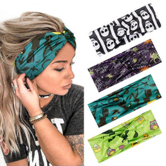 Headbands for Women Knotted Headband Elastic Head Bands Women's Hair Band Non-Slip Turban Printed Stylish Sport Sweat Hair Wrap for Girls Cute Hair Accessories 4PCS