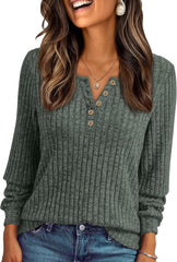 AUTOMET Long Sleeve Henley Shirts Women's Business Casual Lightweight Tunic Sweater Tops