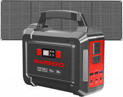 MARBERO Solar Generator 155Wh with 30W Solar Panel Portable Power Station with 2x 100W AC Outlets(Peak 150W), QC3.0 USB UL Certified for Home Blackout, Camping, RV Travel, Ultra-Light & Silent Fan