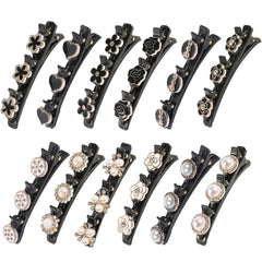 12PCS Sparkling Crystal Stone Braided Hair Clips, Easily Braided Hair Clips Hair Bands for Women and Girls, Shiny Flower Rhinestone Hair Clip, Braided Duckbill Hair Clip With Crystal Hair Accessories