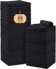 Orighty Black Salon Towel, Pack of 12 (Not Bleach Proof, 16 x 29 Inches) Super Soft and Absorbent Microfiber Hair Salon Towels for Salon, Hand, Gym, Bath, Spa and Home Hair Care
