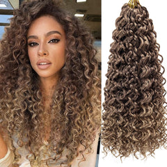8 Packs Curly Crochet Hair GoGo Curl Crochet hair for Women Natural Black Deep Wave Braiding hair,Synthetic Bohemian Crochet Braid Water Wave Crochet hair Extensions(18inch, 1B)