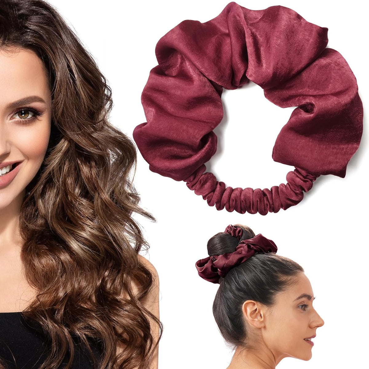 Heatless Curling Scrunchie, Heatless Hair Curler to Sleep In, No Heat Curls for Long Hair, Soft Sleep Hair Roller (Light Grey)