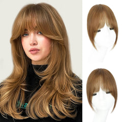 Clip in Bangs, 100% Real Human Hair Natural Black Fake Bangs Clip in Hair Extensions French Bangs Fringe with Temples Hairpieces for Women Curved Curtain Bangs for Daily Wear