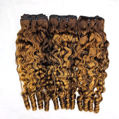 Curly Human Hair Bundles 16 18 20 Inches 3Pcs Water Wave Burmese Curly Bundles Human Hair Weave with Spiral End 3c4a Quick Weave Hair for Women Natural Black