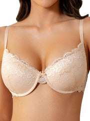 Push Up Bras for Women Sexy Lace Lightly Padded Demi Bra Uplift Comfort Underwire