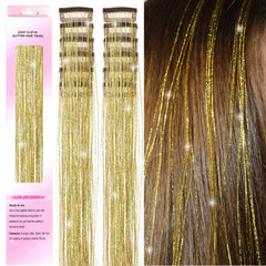 Hair Tinsel Clip in 12Pcs Pink Tinsel Hair Extensions, Clip in Hair Tinsel Fairy Glitter Hair Tinsel Kit Heat Resistant Sparkly Hair Accessories for Girls Women Kids (PINK)