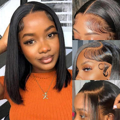 Wear and Go Glueless Bob Wig Human Hair Pre Plucked Pre Cut 4x4 Lace Closure Bob Wigs For Black Women Human Hair Glueless Straight Bob Lace Front Wigs For Beginner Short Wig Human Hair (10 Inch)