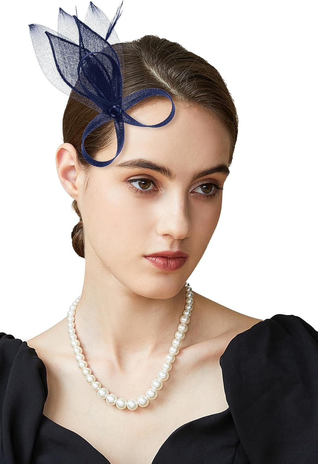 BABEYOND Fascinator Hair Clip for Women - Tea Party Kentucky Elegant Chic Mesh Feather Flower Bridal Wedding Headpiece