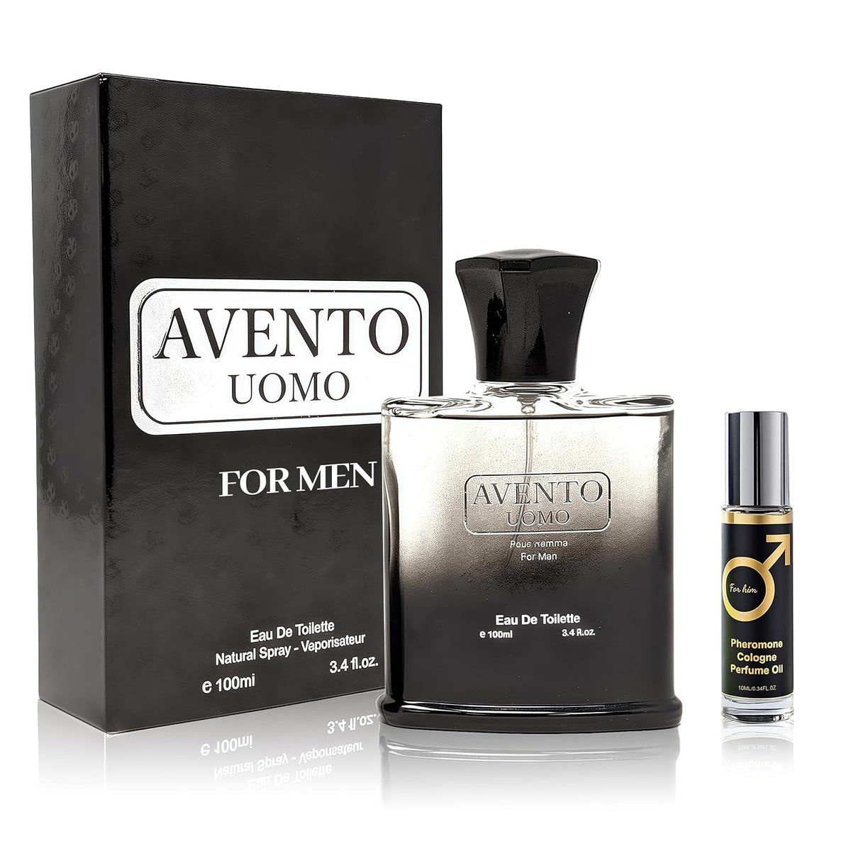 Men's Cologne Set LION BLACK 100ml Eau de Toilette & 10ml Pheromone Perfume Oil | Citrus Floral Woody Fragrance | Long Lasting Fresh & Sophisticated Scent for Men Gift