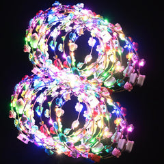 20 Pcs LED Flower Crowns Headbands,Light Up Headbands For Women,Glow In The Dark Headband Wreath,Suitable For Birthdays,Weddings, Halloween, Christmas, Role-Playing, Beach Parties