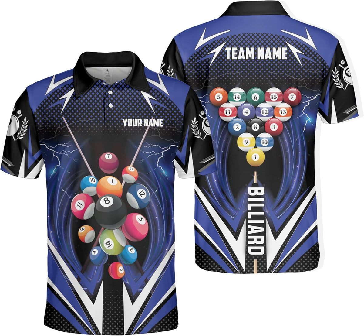 SHAANT Personalized Billiards Jerseys, Billiard Pool Shirt for Men, 8 Ball Pool Shirt, Billiards Gift for Team Player
