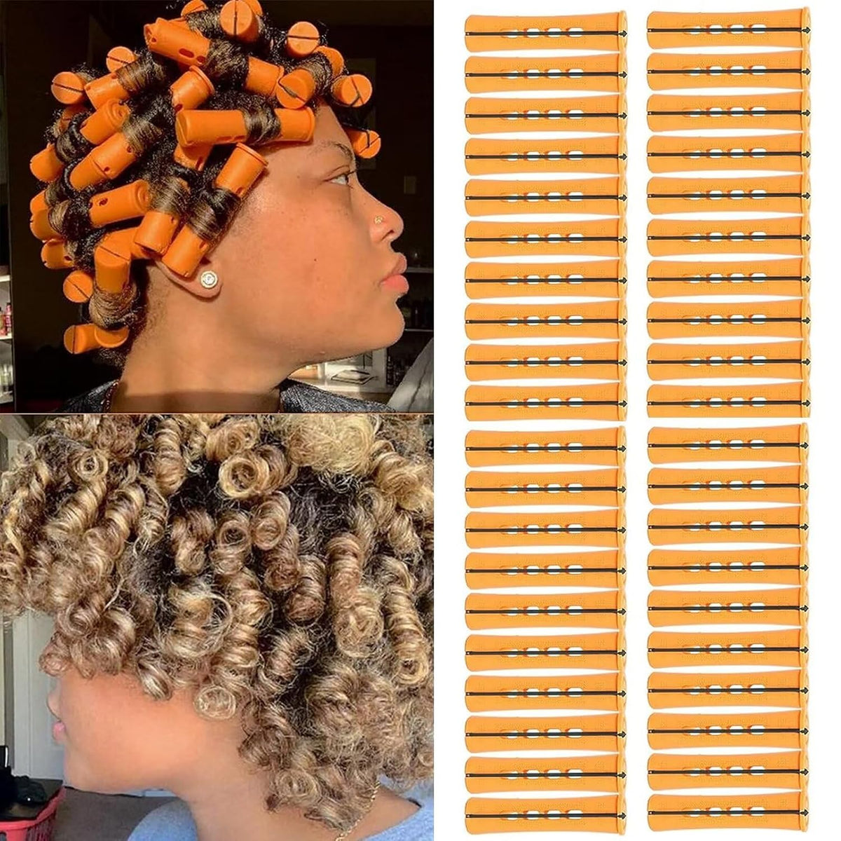 Perm Rods Set for Natural Hair, 40Pcs Plastic Cold Wave Rods, Heatless Perming Rods Hair Curler for Women, DIY Hairdressing Tools, Purple, 0.75 Inch