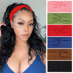 XTREND 6 Pcs Women's Headbands Twisted Cross Elastic Head Band Yoga Workout Head Non-Slip Sweat Soft Headbands Solid Color Simple Versatile Hair Accessory Hairbands