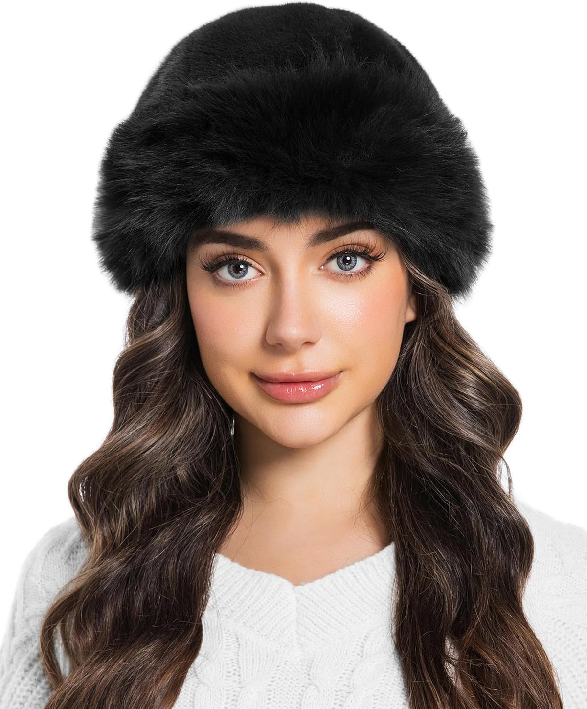 Women's Faux Fur Fluffy Bucket Hat Winter Warm Fuzzy Mongolian Hat Fisherman Cap Beanie