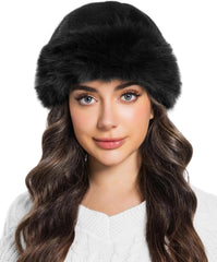 Women's Faux Fur Fluffy Bucket Hat Winter Warm Fuzzy Mongolian Hat Fisherman Cap Beanie