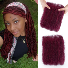 Afro Kinkys Bulk Human Hair 2 Bundles 16 Inch Black Afro Kinky-Curly Human Hair Bundles for Dreadlock Extensions Locs Repair 100% Human Hair 4C Curly for Mini Twist