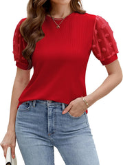 Blooming Jelly Womens Short Sleeve Blouse Business Casual Dressy Tops Ribbed Summer Stylish Work Shirts