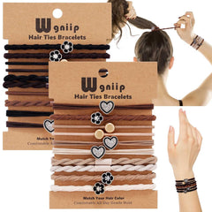 20 Boho Hair Ties in 5 Styles, 10 Colors - Cute Bracelets for Thin and Thick Hair, No Damage Elastics