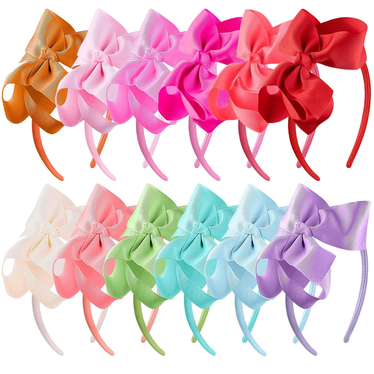 SIQUK 12 Pieces Bow Headbands for Girls Headband with Ribbon Bow Boutique Grosgrain Headbands, 12 Colors