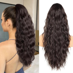 26 inch Black Ponytail Extension, Drawstring Ponytail for Women, Long Wavy Pony Tails Hair Extensions, Synthetic Hair Extensions Ponytail for Daily Use (Color: Black)