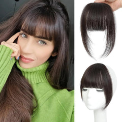 NAYOO Bangs Hair Clip -Ash Blonde Fake Bangs 100% Real Human Hair Extensions Wispy Bangs for Women Fringe with Temples Hairpieces Curved Bangs for Daily Wear