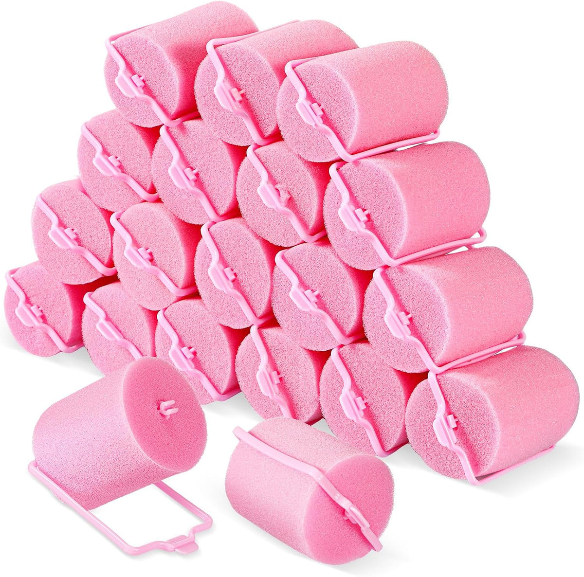 Geyoga 18 Pieces Sponge Hair Rollers Large Soft Foam Hair Styling Curlers Large Size Hairdressing Curlers for Women(Pink,1.6 x 2.8 Inches)