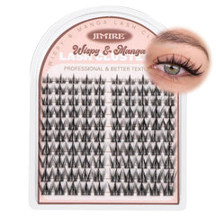 JIMIRE Manga Lash Clusters Kit Wispy Eyelash Clusters 8-14MM Fairy Lash Extension Kit with Lash Bond and Seal Short Cluster Eyelash Extensions with Bottom Lash Clusters